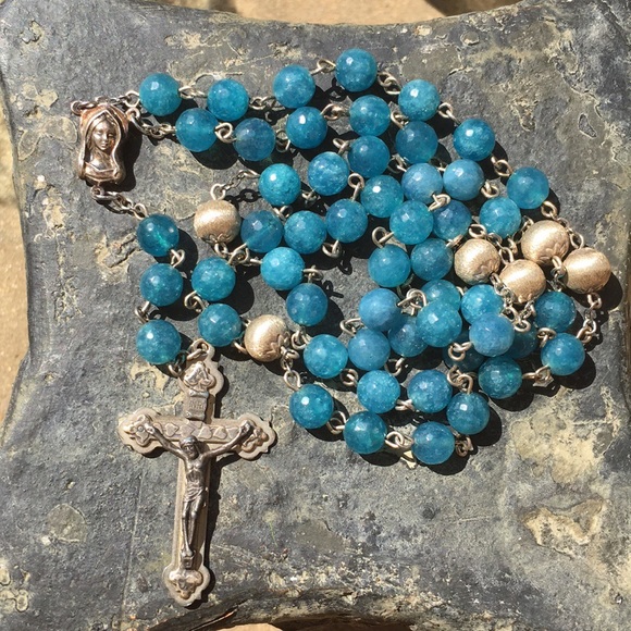 Jewelry - ❤️ 💗 Blue/Silver Glass Beads Rosary